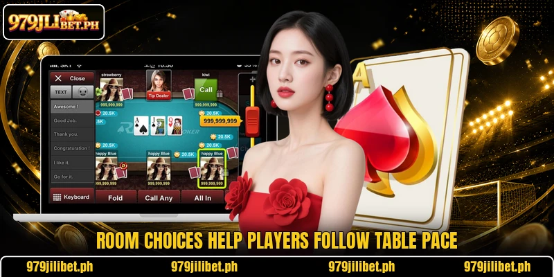 Room choices help players follow table pace Room choices help players follow table pace